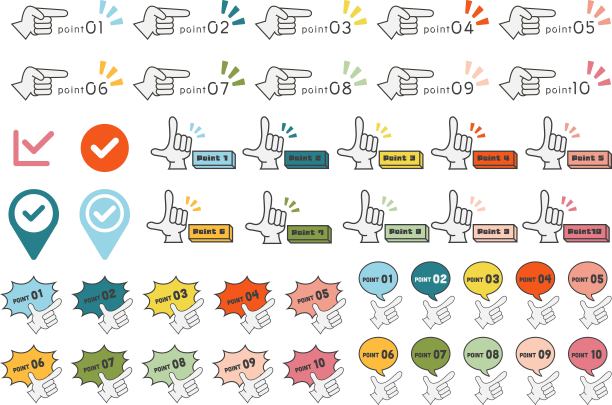 彩色图标集的手势和检查标记图片下载