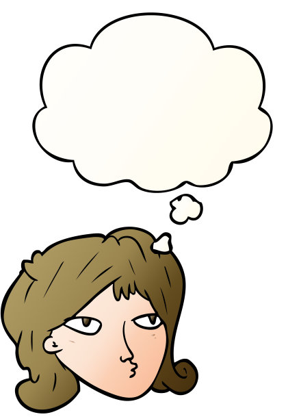 卡通女人的思想泡沫在平滑的渐变风格图片下载