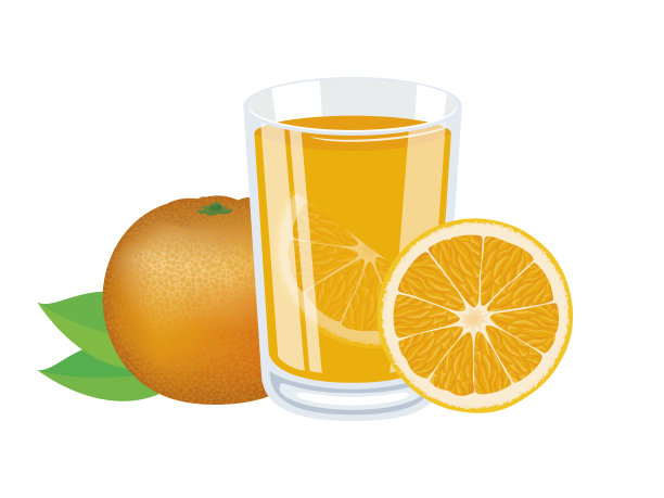 一杯清爽的橙汁矢量插图图片下载