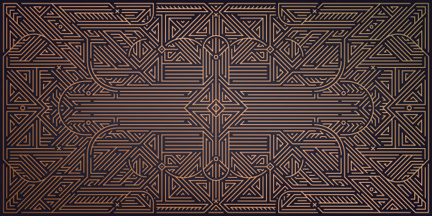 矢量抽象几何金色背景。装饰艺术婚礼，派对图案，几何装饰，线性风格。横向定位豪华，装饰元素花哨图片下载