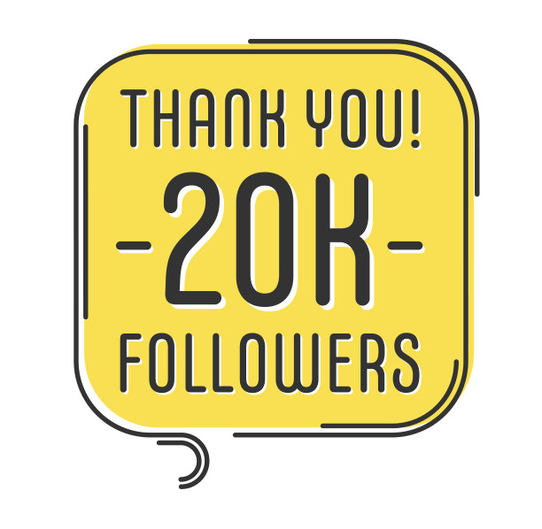 20000个追随者向量。问候社交卡，谢谢你的追随者。祝贺追随者设计模板图片下载