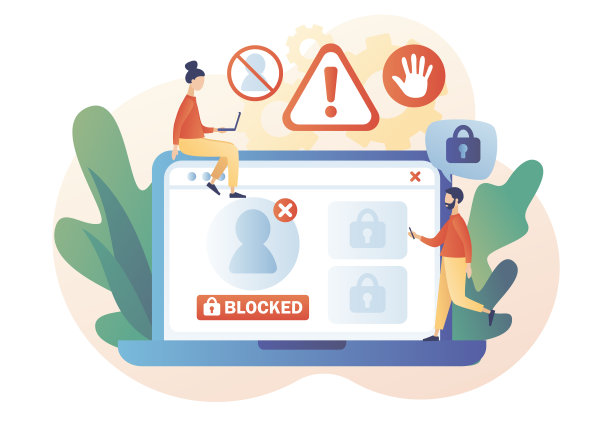 账户了。黑客网络攻击，审查或勒索软件活动安全。数据保护概念。网络犯罪。现代平面卡通风格。白色背景上的矢量插图图片下载