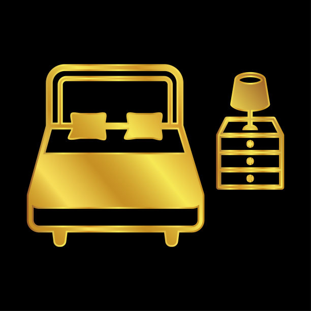 金色的床图标，卧室图标图片下载