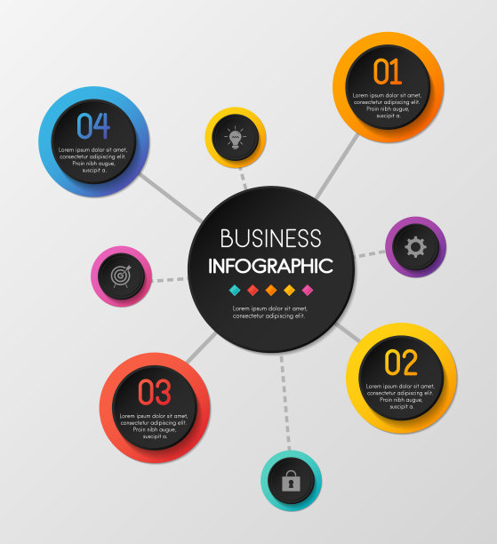 4个圆元素的信息图模板。向量图片下载