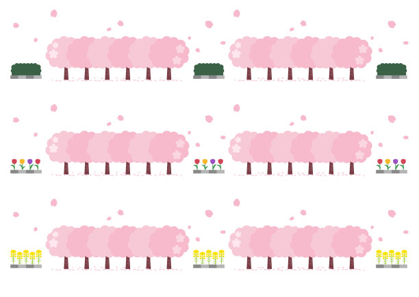 一排排樱花盛开，春暖花开，树篱一套图片下载