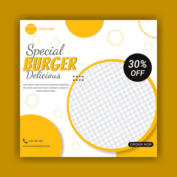 社交媒体张贴模板的食物菜单推广横幅。图片下载