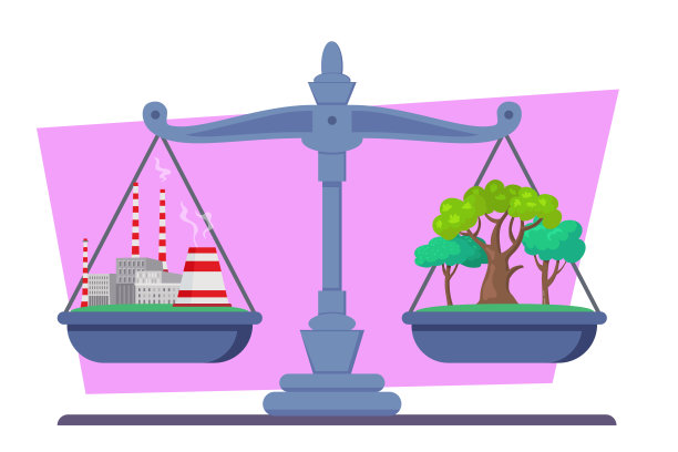 大尺度的工厂和树木矢量插图图片下载