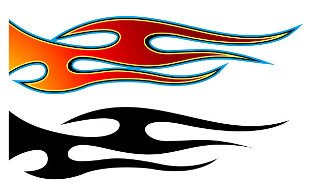 矢量赛车贴纸部落火火焰摩托车贴花汽车纹身图形图片下载