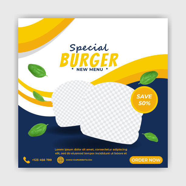 社交媒体张贴模板的食物菜单推广横幅。图片下载