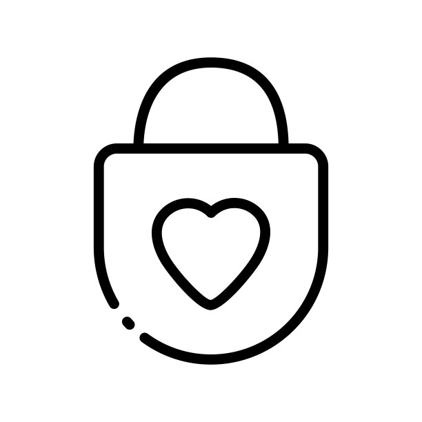 锁与心线图标。发光，情绪，喜欢，社交网络，评估，感觉，光明，爱情，情人节，浪漫，脉搏，认可。态度的概念。矢量黑线图标在白色背景图片下载