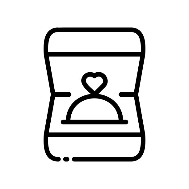 婚戒线图标。想法，礼物，包装，重要的日期，生日，惊喜，快递，惊喜，购物，网上商店，派对，邀请。节日的概念。矢量黑线图标图片下载