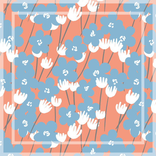 印花手帕，大手帕，围巾，手帕，披肩，颈部围巾。用于织物、纺织品、丝绸制品的带装饰的方形图案。佩斯利矢量与抽象花。民间花卉窗饰图片下载