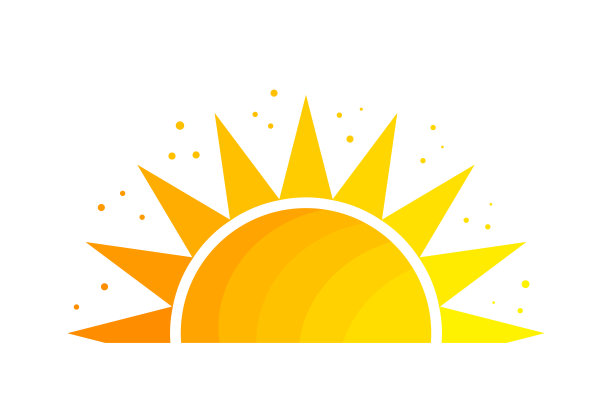 日落的太阳图标孤立的白色背景。图片下载