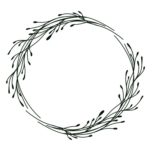 有叶子和树枝的花圈。婚礼设计的装饰元素，乡村风格。图片下载