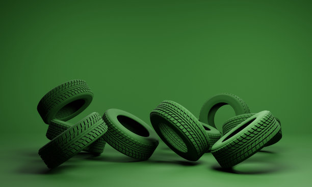 汽车轮胎行业，废旧车轮概念，回收利用。新车轮生产图片下载