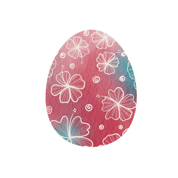 蓝色和粉红色的复活节彩蛋与木槿花纹理水彩插图装饰复活节。图片下载