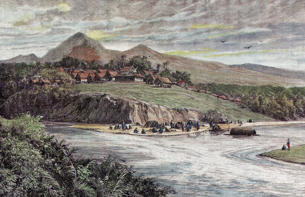 老挝河畔小镇图片下载