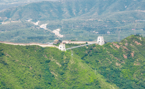 中国河北省石家庄市鹿泉区金蝉山长青观光带长城山景航拍图片下载