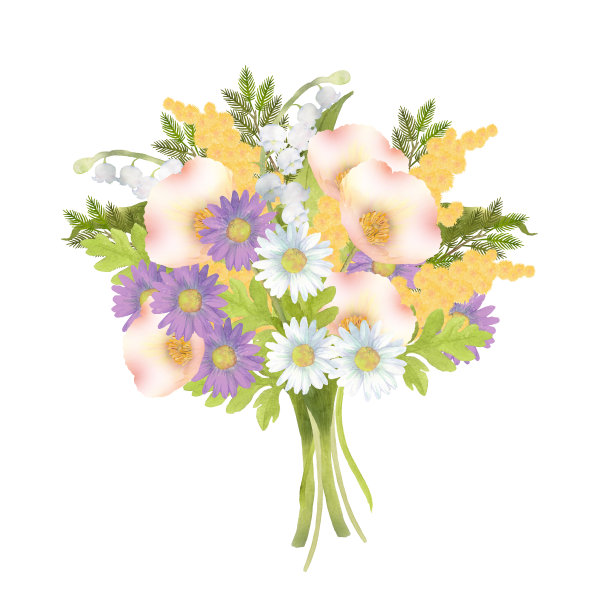 水彩画春天的花束图片下载