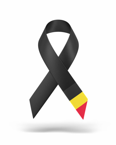 意识黑色条折叠，比利时国旗纹理，对象+阴影剪辑路径图片下载