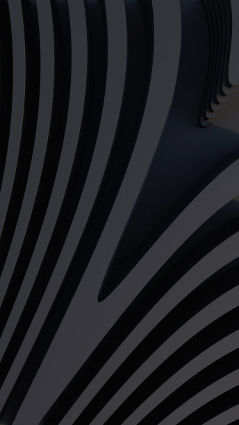 黑色金属纹理钢纹。灰色线条曲线设计在抽象的黑色背景。黑色水平模板或横幅，商业背景。带有柔和波浪的抽象背景。三维演示图片下载