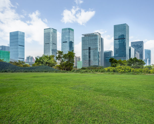 中国深圳的草地和城市图片下载