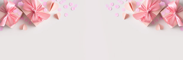 粉色盒子，灰色背景上有五彩纸屑图片下载