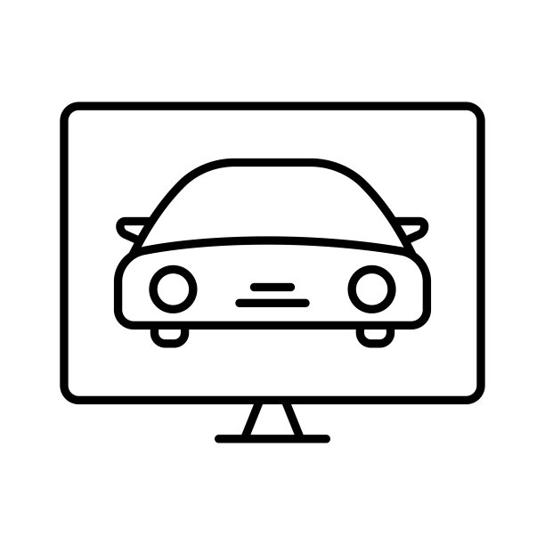 诊断图标说明。汽车图标与笔记本电脑。图标与汽车服务、汽车维修有关。轮廓图标样式。简单的矢量设计可编辑图片下载