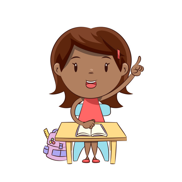 女孩，举手，提问，回答，坐着，孩子，学习图片下载