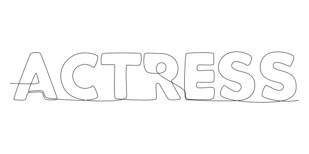 一行连续的女演员字。细线插图矢量概念。轮廓图创意。图片下载