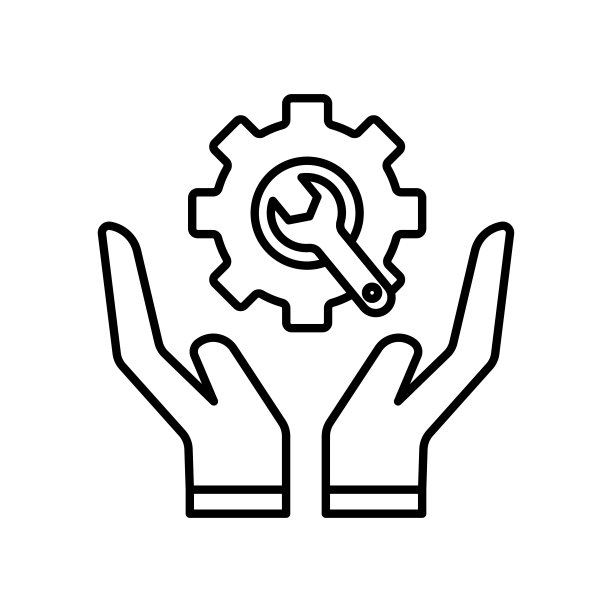安全工具图标。带有齿轮的手。与工具相关的图标。轮廓图标样式。简单的矢量设计可编辑警告图标与齿轮。与工具相关的图标。轮廓图标样式。简单的矢量设计可编辑图片下载
