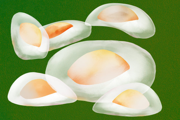 绿色背景上的烤鸡蛋插图图片下载