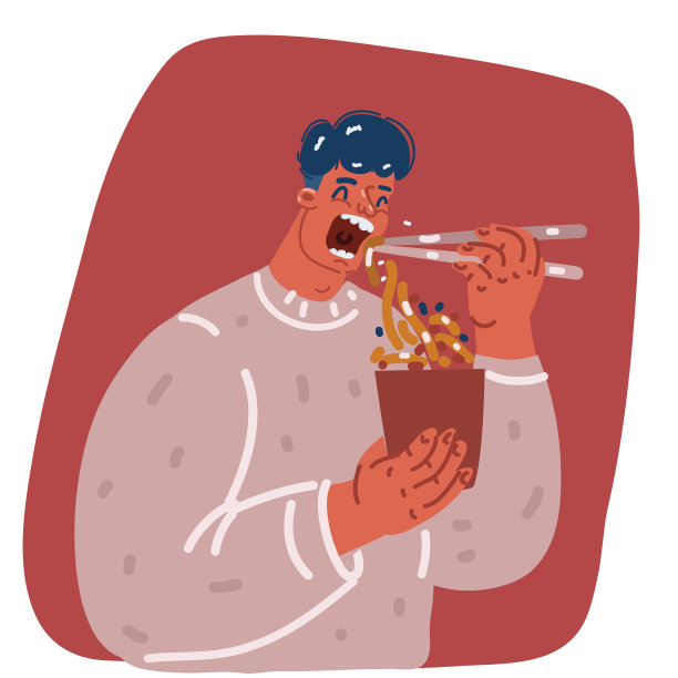 男人拿着快餐面杯。吃东西。顿饭。饿了。食物。图片下载