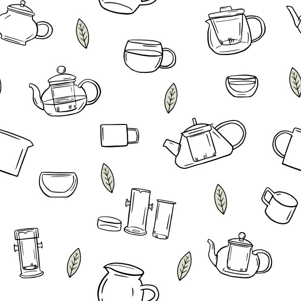 中国茶叶无缝花纹图片下载