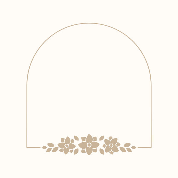 碎花米色拱形框架。植物波西米亚边界矢量插图。简单优雅的浪漫风格，婚礼活动，标志，标志，标签，社交媒体帖子等。图片下载
