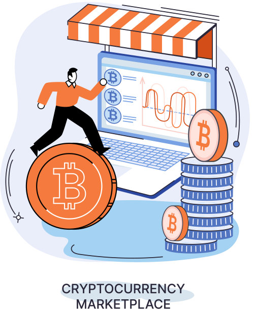 加密货币市场设计与人加密交易员工作与笔记本电脑。比特币交易隐喻图片下载