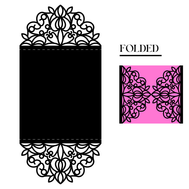 激光切割邀请函模板。婚礼请柬模板用于激光切割或模切。大门折叠蕾丝剪纸设计。图片下载