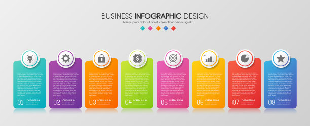 业务信息图模板与8个步骤。向量图片下载
