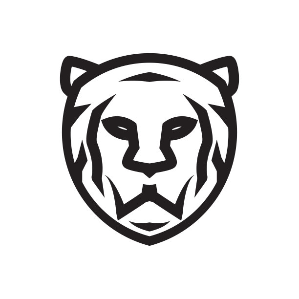 设定单线老虎标志设计矢量图片下载