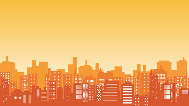 晨光下市中心公寓楼的剪影图片下载