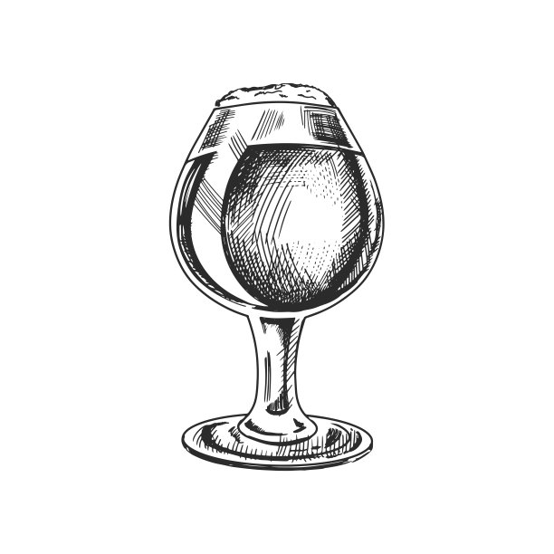 白色背景上啤酒杯的手绘草图。矢量古董雕刻插图。图片下载