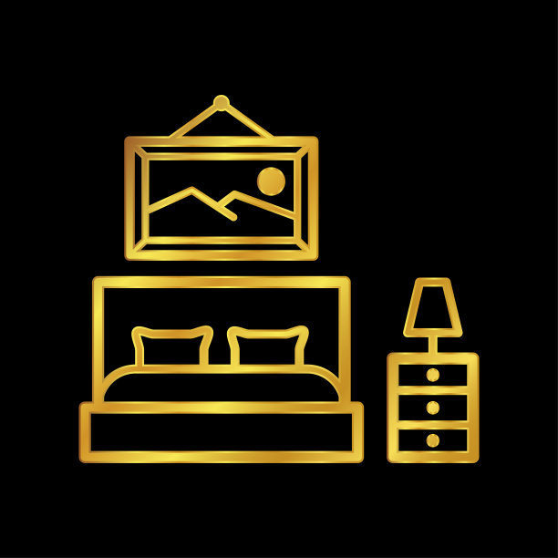 金色的床图标，卧室图标图片下载