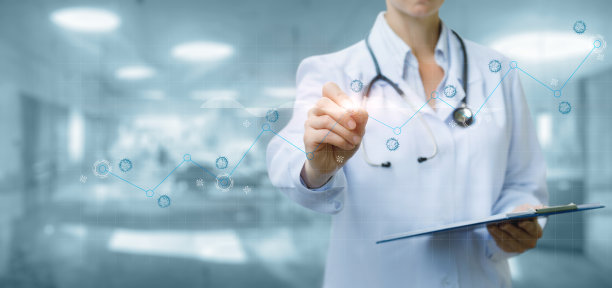 医生在病毒流行期间提供统计数据。图片下载