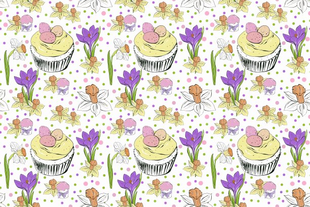 复活节无缝图案。花背景包装和纺织品。图片下载