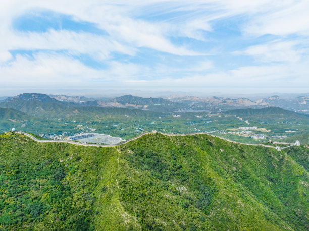 中国河北省石家庄市鹿泉区金蝉山长青观光带长城山景航拍图片下载