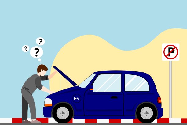 汽车机械师修理车辆发动机隔离平面矢量插图。卡通人修理或检查汽车与开放的引擎盖在车库。服务和维护理念。一个男人修车。图片下载