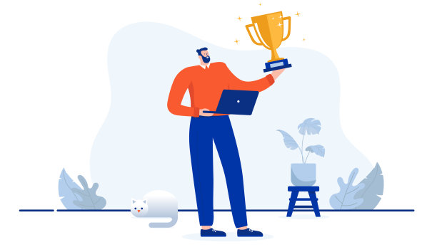 矢量人与奖杯杯图片下载