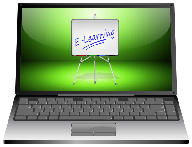 笔记本电脑与电子学习- 3D插图图片下载