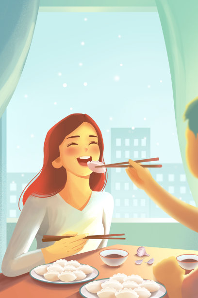 手绘冬至节气插画海报图片下载