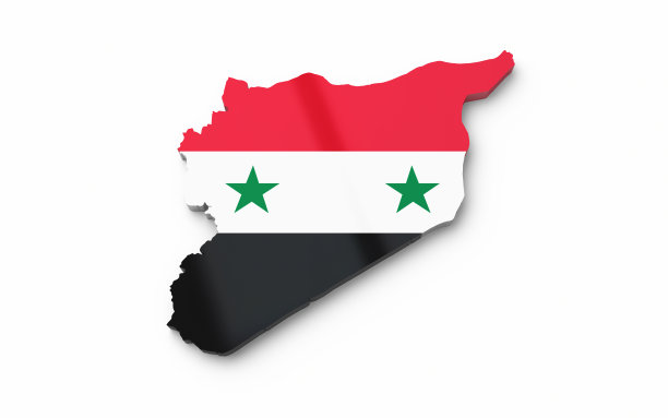 叙利亚国家边界地图，纯白色模型，对象+阴影剪辑路径图片下载